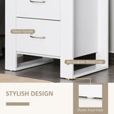 Wooden Bedside Cabinet 48cm Wide With 2 Drawers And Silver Handle - Velmora