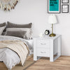 Wooden Bedside Cabinet 48cm Wide With 2 Drawers And Silver Handle - Velmora