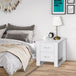 Wooden Bedside Cabinet 48cm Wide With 2 Drawers And Silver Handle - Velmora