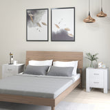 Wooden Bedside Cabinet 48cm Wide With 2 Drawers in Set Of 2 - Velmora