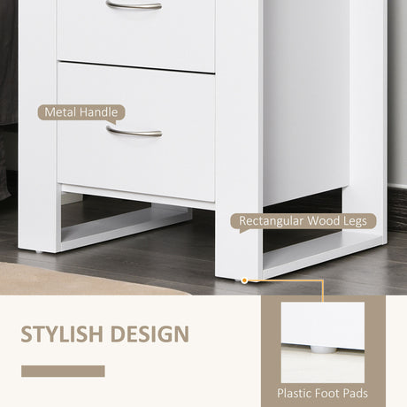 Wooden Bedside Cabinet 48cm Wide With 2 Drawers in Set Of 2 - Velmora