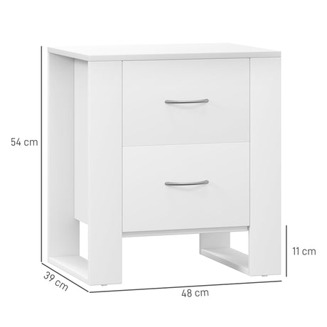 Wooden Bedside Cabinet 48cm Wide With 2 Drawers in Set Of 2 - Velmora