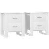 Wooden Bedside Cabinet 48cm Wide With 2 Drawers in Set Of 2 - Velmora