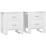 Wooden Bedside Cabinet 48cm Wide With 2 Drawers in Set Of 2 - Velmora