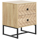 Wooden Bedside Cabinet 48cm Wide With 2 Drawers - Velmora