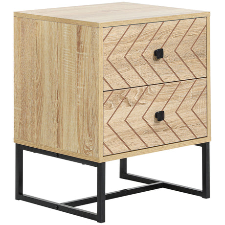 Wooden Bedside Cabinet 48cm Wide With 2 Drawers - Velmora