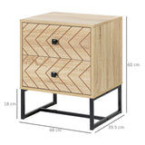 Wooden Bedside Cabinet 48cm Wide With 2 Drawers - Velmora