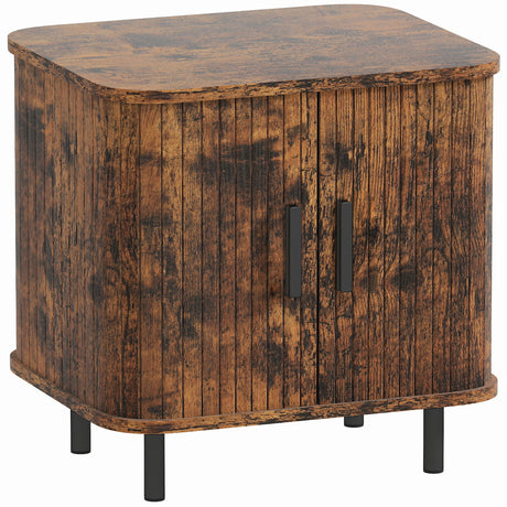 Wooden Bedside Cabinet 48cm Wide With 2 Sliding Doors - Velmora