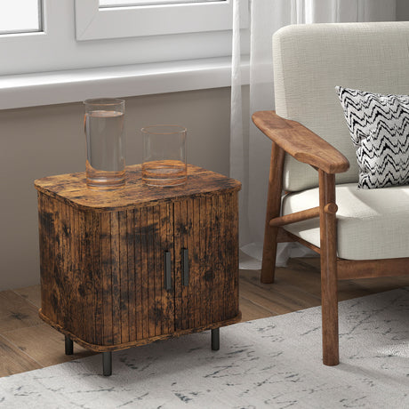 Wooden Bedside Cabinet 48cm Wide With 2 Sliding Doors - Velmora