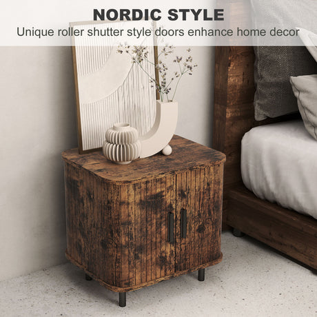 Wooden Bedside Cabinet 48cm Wide With 2 Sliding Doors - Velmora