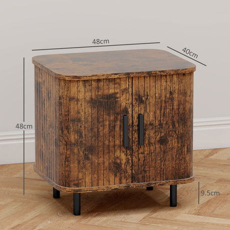 Wooden Bedside Cabinet 48cm Wide With 2 Sliding Doors - Velmora