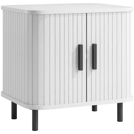 Wooden Bedside Cabinet 48cm Wide With 2 Sliding Doors - Velmora