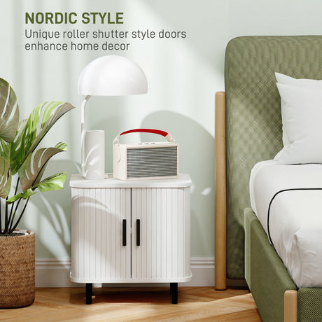 Wooden Bedside Cabinet 48cm Wide With 2 Sliding Doors - Velmora