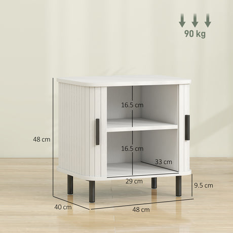Wooden Bedside Cabinet 48cm Wide With 2 Sliding Doors - Velmora
