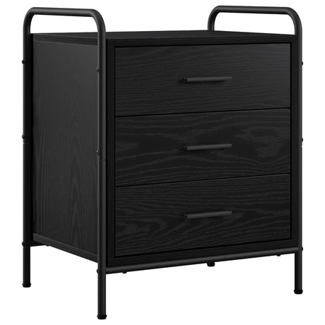 Wooden Bedside Cabinet 48cm Wide With 3 Drawers And Steel Frame - Vantage Home