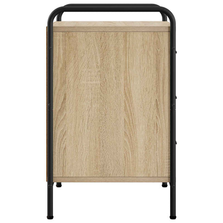 Wooden Bedside Cabinet 48cm Wide With 3 Drawers And Steel Frame - Vantage Home