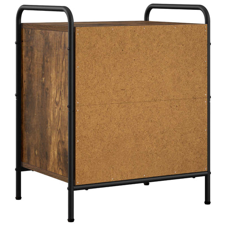 Wooden Bedside Cabinet 48cm Wide With 3 Drawers And Steel Frame - Vantage Home