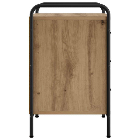 Wooden Bedside Cabinet 48cm Wide With 3 Drawers And Steel Frame - Vantage Home