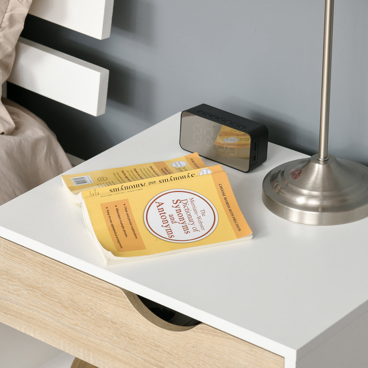 Wooden Bedside Cabinet 50cm Wide With 1 Drawer And Oak Legs - Velmora