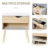 Wooden Bedside Cabinet 50cm Wide With 1 Drawer And Oak Legs - Velmora