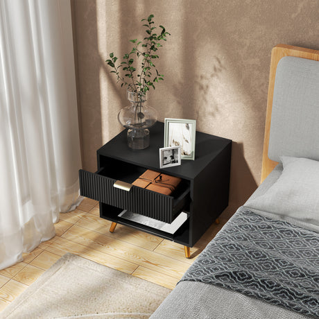 Wooden Bedside Cabinet 50cm Wide With 1 Drawer - Velmora