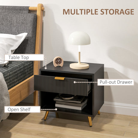 Wooden Bedside Cabinet 50cm Wide With 1 Drawer - Velmora