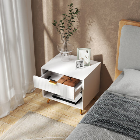 Wooden Bedside Cabinet 50cm Wide With 1 Drawer - Velmora