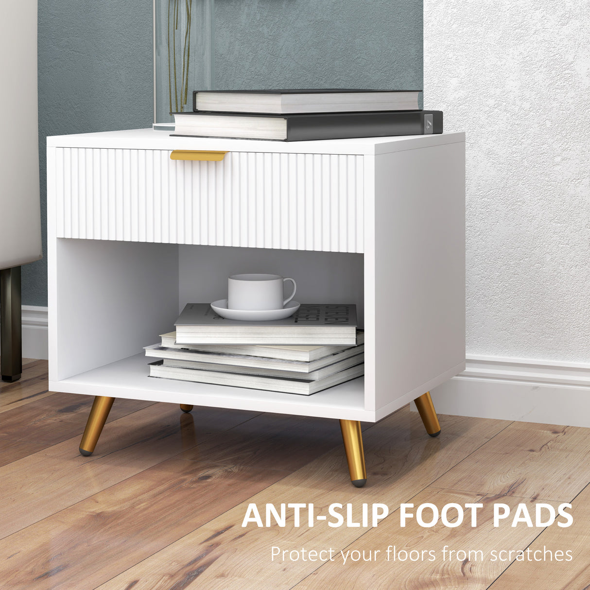 Wooden Bedside Cabinet 50cm Wide With 1 Drawer - Velmora