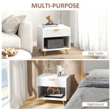 Wooden Bedside Cabinet 50cm Wide With 1 Drawer - Velmora