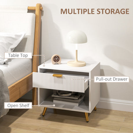 Wooden Bedside Cabinet 50cm Wide With 1 Drawer - Velmora
