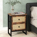 Wooden Bedside Cabinet 50cm Wide With 2 Drawers And Steel Frame - Velmora