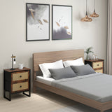 Wooden Bedside Cabinet 50cm Wide With 2 Drawers in Set Of 2 - Velmora