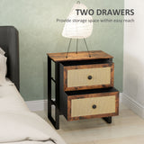 Wooden Bedside Cabinet 50cm Wide With 2 Drawers in Set Of 2 - Velmora
