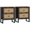 Wooden Bedside Cabinet 50cm Wide With 2 Drawers in Set Of 2 - Velmora