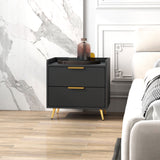 Wooden Bedside Cabinet 50cm Wide With 2 Drawers - Velmora