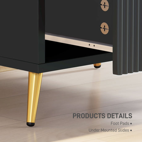 Wooden Bedside Cabinet 50cm Wide With 2 Drawers - Velmora