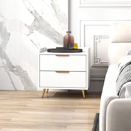 Wooden Bedside Cabinet 50cm Wide With 2 Drawers - Velmora