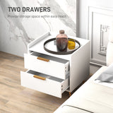 Wooden Bedside Cabinet 50cm Wide With 2 Drawers - Velmora