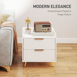 Wooden Bedside Cabinet 50cm Wide With 2 Drawers - Velmora