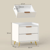 Wooden Bedside Cabinet 50cm Wide With 2 Drawers - Velmora