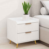 Wooden Bedside Cabinet 50cm Wide With 2 Drawers - Velmora