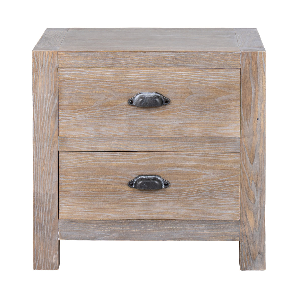 Wooden Bedside Cabinet 55cm Wide With 2 Drawers - Haldon