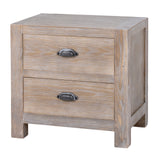 Wooden Bedside Cabinet 55cm Wide With 2 Drawers - Haldon