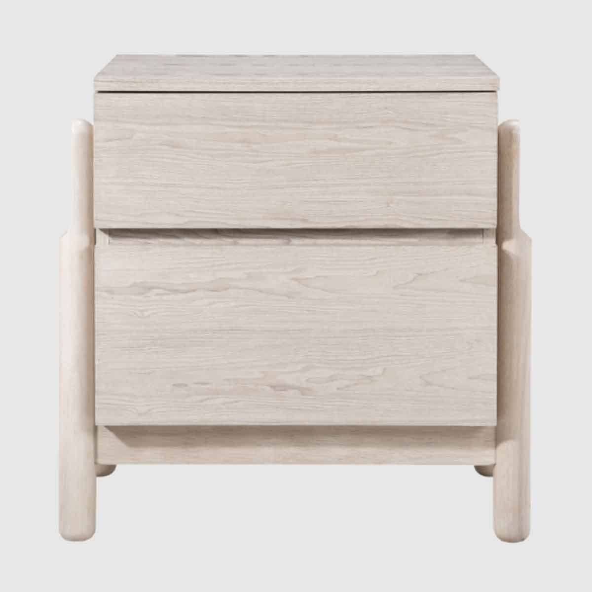 Wooden Bedside Cabinet 57cm Wide With 2 Drawers - Whisper