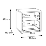 Wooden Bedside Cabinet Low With 2 Push-to-Open Drawers - Alice Springs