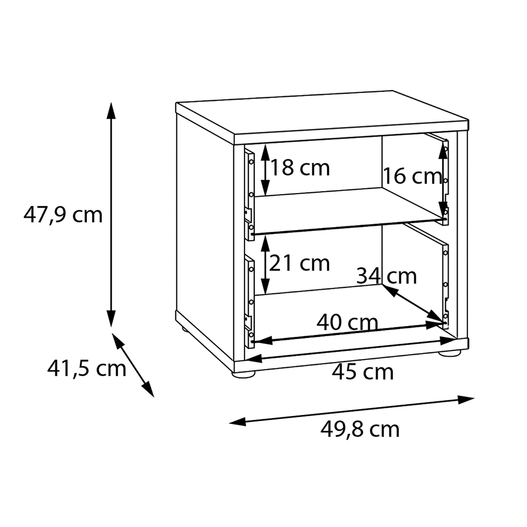Wooden Bedside Cabinet Low With 2 Push-to-Open Drawers - Alice Springs