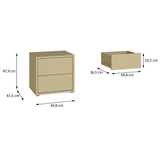 Wooden Bedside Cabinet Low With 2 Push-to-Open Drawers - Alice Springs