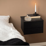 Wooden Bedside Cabinet Wall Hung With 2 Drawers - Avignon