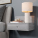 Wooden Bedside Cabinet Wall Hung With 1 Drawer in Set Of 2 - Kelly