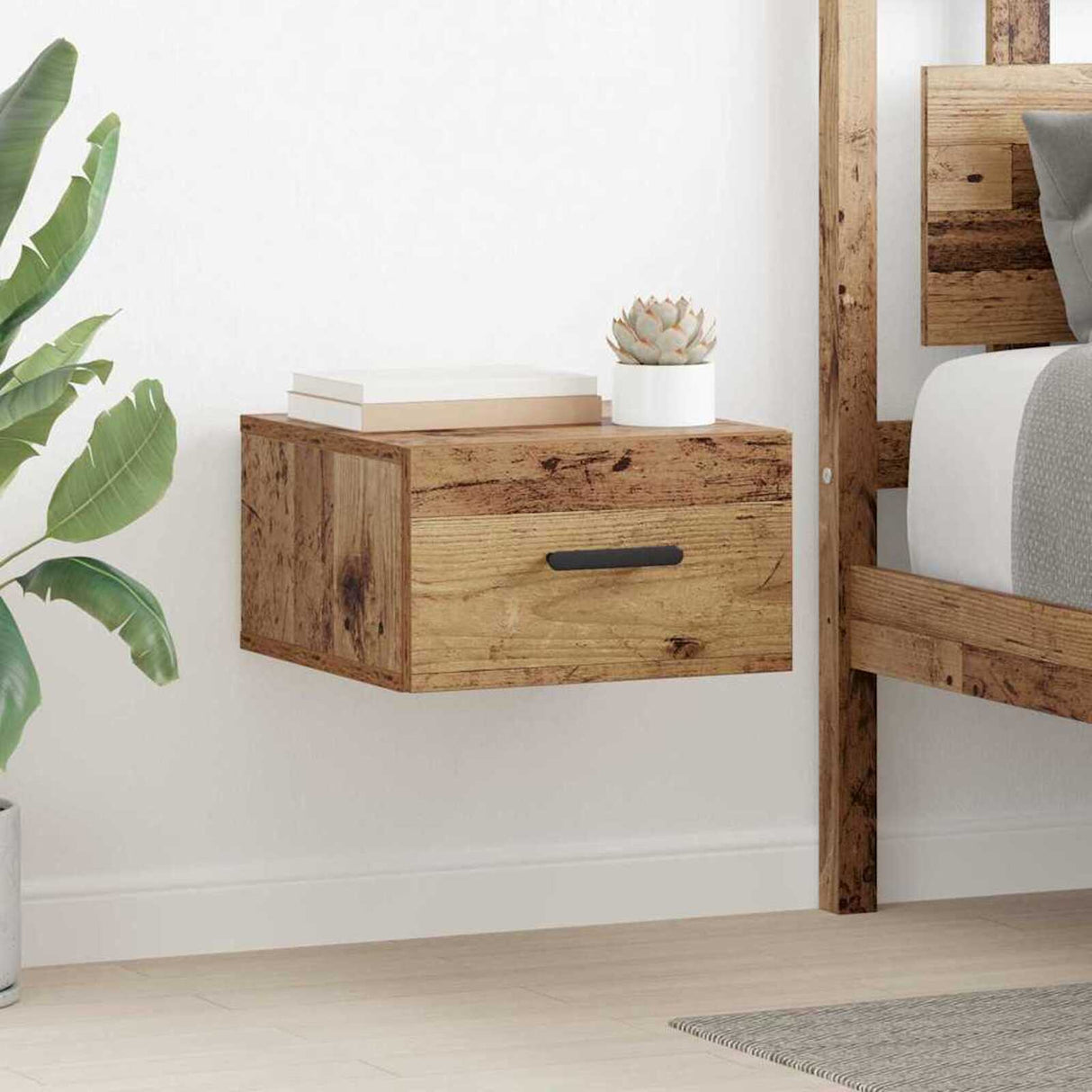 Wooden Bedside Cabinet Wall Mouted - Vantage Home